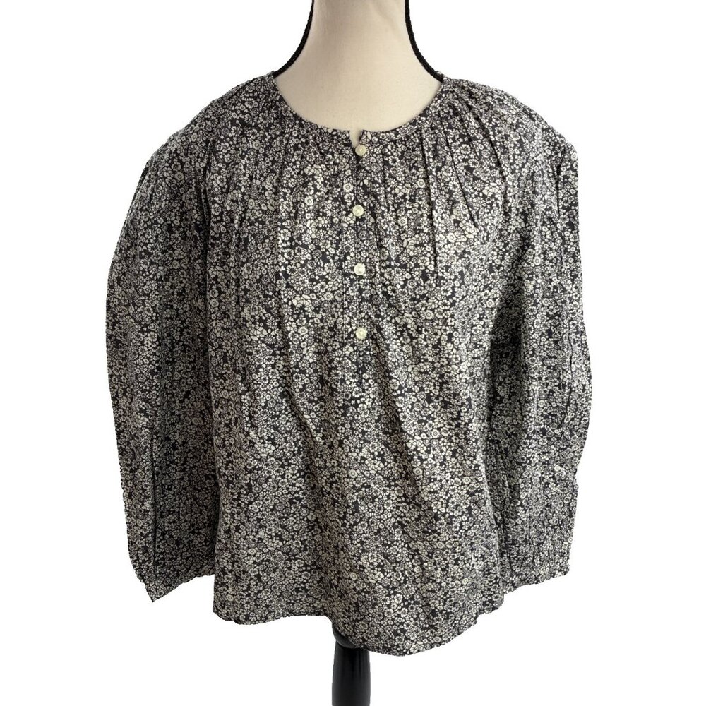 Universal Thread Womens Floral Blouse Long Sleeve Quarter Button XS
